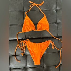 Orange two piece strung bikini set